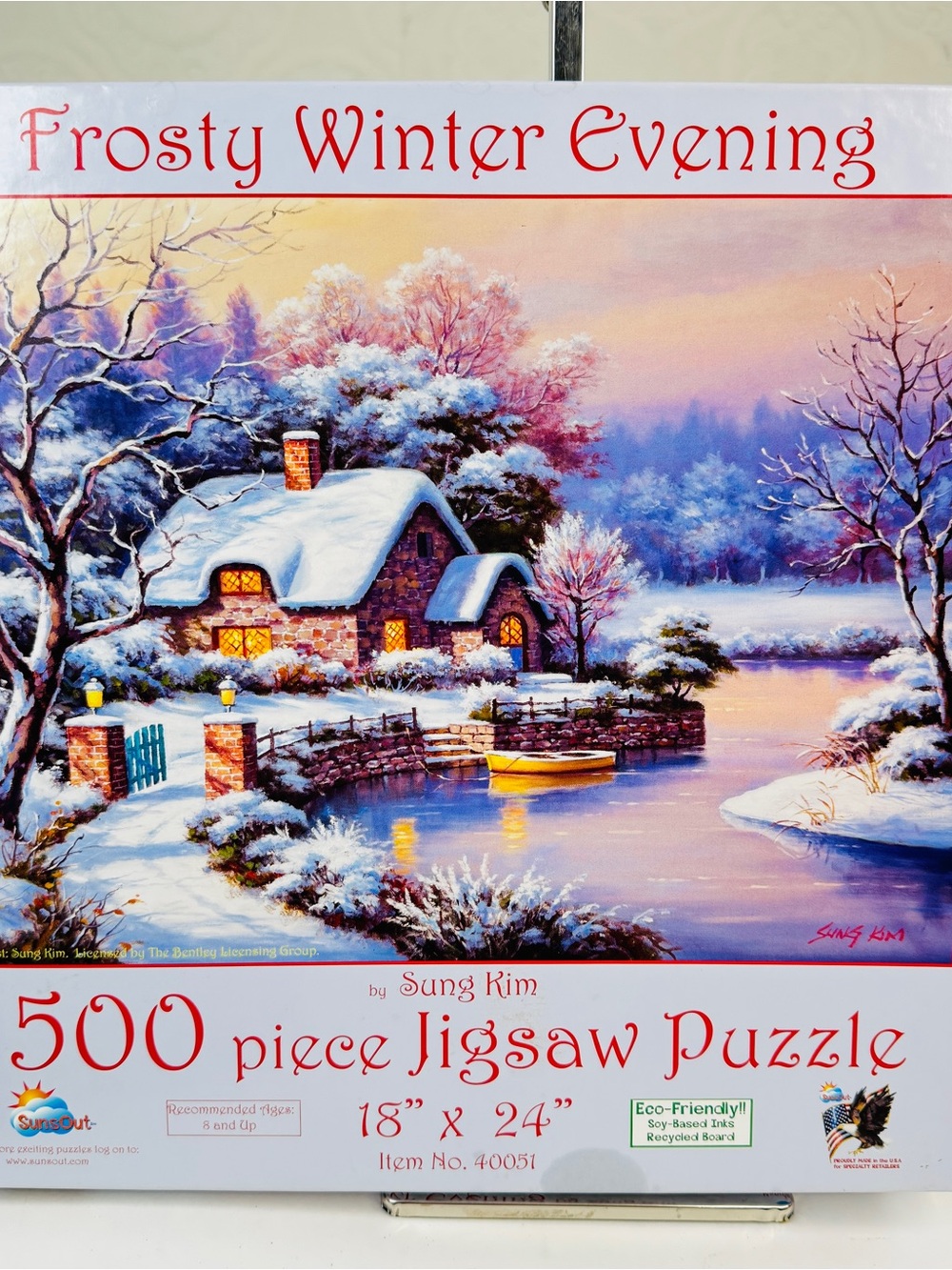 SunsOut Frosty Winter Evening by Sung Kim 500 pc Jigsaw Puzzle Spy Based Ink